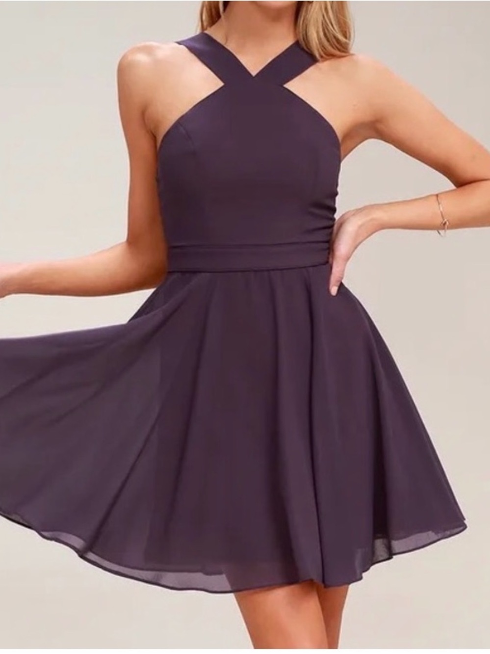 NWT Lulus forevermore plum purple skater dress